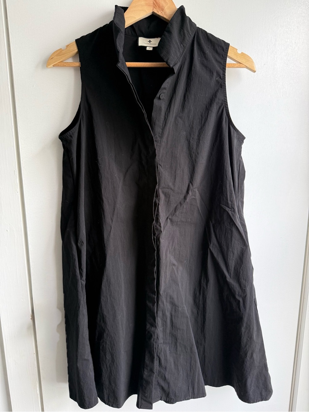 Tuckernuck Sleeveless Black Shirt Dress with Pockets A-Line Size Small